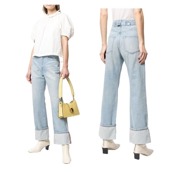 TU ES MON TRESOR Carnelian Jean 7 year,‎ high-rise turn-up jeans, Size 26 - Picture 2 of 15